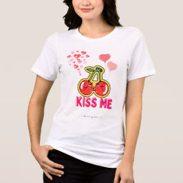 Romantische Kus Me Typografie Zoete Roze Rood  Tri-Blend Shirt