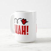 Romantische kus mok met rode lippen | Muah! (Voorkant links)