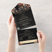 Romantische kussen skeletten gotische bruiloft all in one uitnodiging (Afscheurbaar)