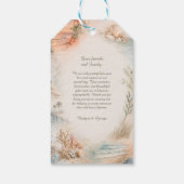 Romantische Kust Bruiloft Schelpen Paradijs Cadeaulabel (Achterkant)