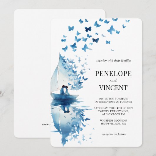 Romantische kust bruiloft uitnodiging (Voorkant / Achterkant)