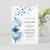 Romantische kust bruiloft uitnodiging (Staand voorkant)