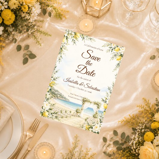 Romantische kusthuwelijk save the date