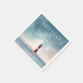 Romantische kustvuurtoren scène servet (Hoek)