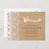 Romantische Lacey-dromen met bloemen Aankondigingskaart (Voorkant / Achterkant)