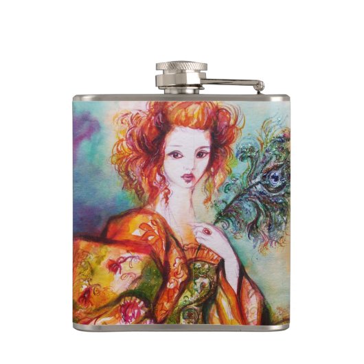 ROMANTISCHE LADY MET PEACOCK VERDER HEUPFLES (Achterkant)