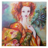 ROMANTISCHE LADY MET PEACOCK VERDER TEGELTJE (Voorkant)