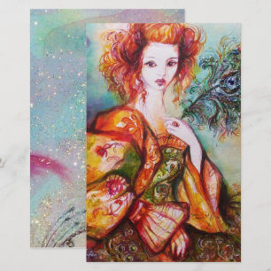 ROMANTISCHE LADY MET PEACOCK-VERDERE STATIONERING BRIEFPAPIER