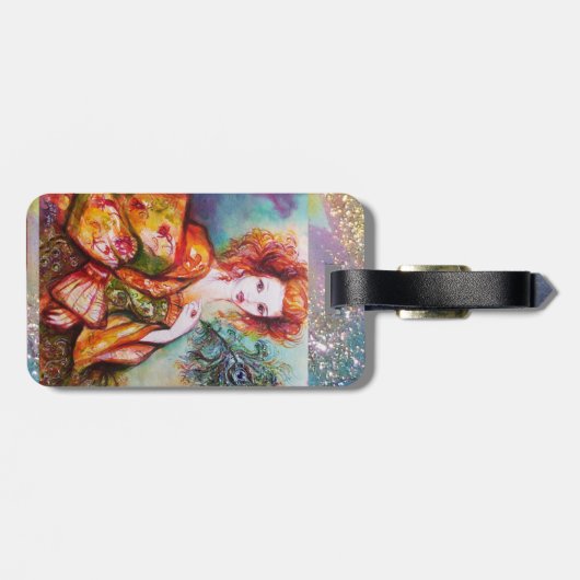 ROMANTISCHE LADY MET SPARKERPIEGEL VERDER BAGAGELABEL (Achterkant horizontaal)