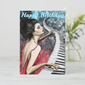 Romantische Lady Piano Muziek Verjaardag Kaart (Staand voorkant)