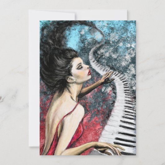 Romantische Lady Piano Muziek Verjaardag Kaart (Achterkant)