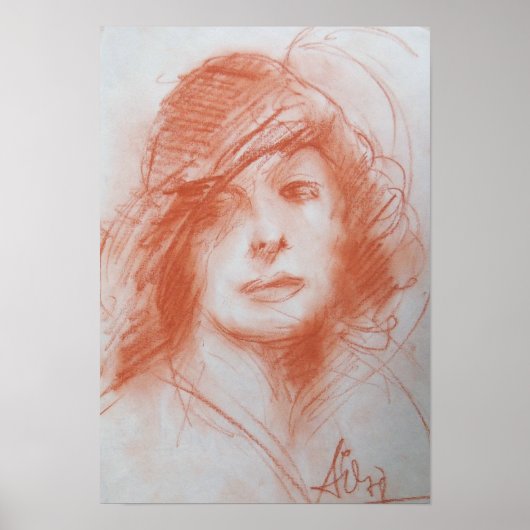 ROMANTISCHE LADY/ Sepia Brown Poster (Voorkant)