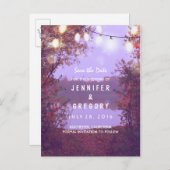 Romantische Lake & String Lights Bewaar de datum Aankondigingskaart (Voorkant / Achterkant)