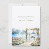 Romantische Lakefront bruiloft ceremonie Waterverf Kaart (Achterkant)