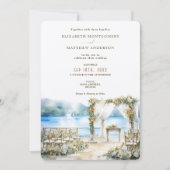 Romantische Lakefront bruiloft ceremonie Waterverf Kaart (Voorkant)