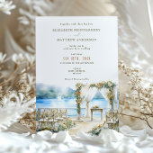 Romantische Lakefront bruiloft ceremonie Waterverf Kaart