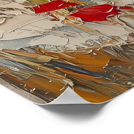 Romantische Lakeside Scene met Eenden en Echtpaar Poster (Hoek)