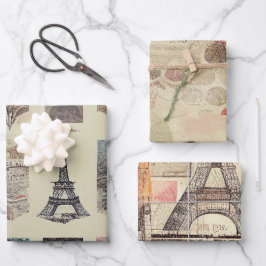 Romantische Landelijke Vintage Parijs Inpakpapier Vel