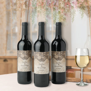 Romantische landkant wijn etiket