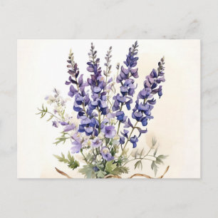 Romantische Larkspur Bouquet Waterverf Briefkaart