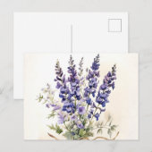 Romantische Larkspur Bouquet Waterverf Briefkaart (Voorkant / Achterkant)