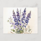 Romantische Larkspur Bouquet Waterverf Briefkaart (Voorkant)