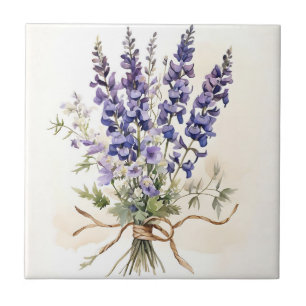 Romantische Larkspur Bouquet Waterverf Tegeltje