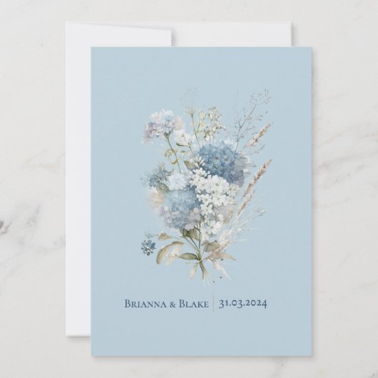 Romantische Lavendel Blauw Bloemen Waterverf Bruil Kaart (Achterkant)