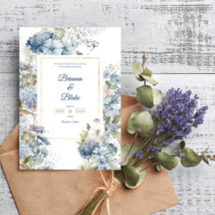 Romantische Lavendel Blauw Bloemen Waterverf Bruil Kaart