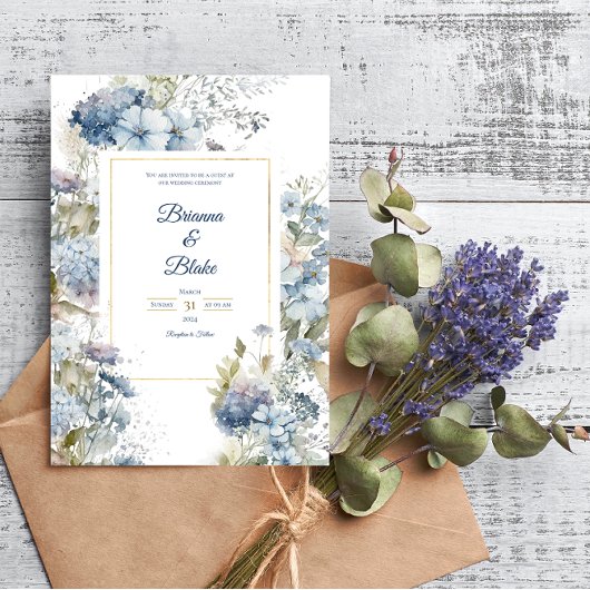 Romantische Lavendel Blauw Bloemen Waterverf Bruil Kaart