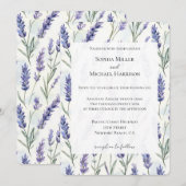 Romantische Lavendel Bloemen Huwelijk Kaart (Voorkant / Achterkant)