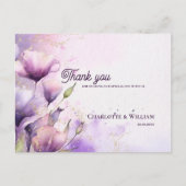 Romantische lavendel bloemengoud bruiloft bedankt briefkaart (Voorkant)