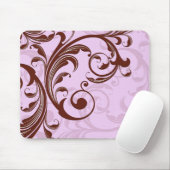 Romantische Lavendel Decoratieve Swirls Mousepad Muismat (Met muis)