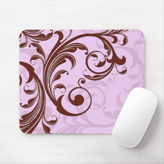 Romantische Lavendel Decoratieve Swirls Mousepad Muismat (Met muis)