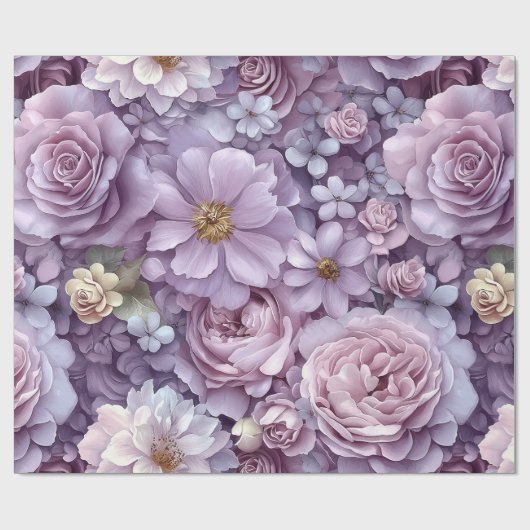 Romantische Lavendel en Blush Waterverf Bloemen Cadeaupapier (Vlak)