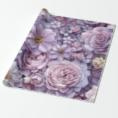Romantische Lavendel en Blush Waterverf Bloemen Cadeaupapier (Uitgerold)