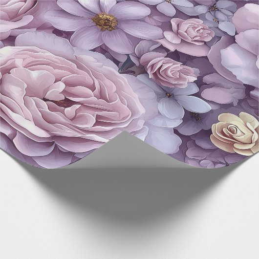 Romantische Lavendel en Blush Waterverf Bloemen Cadeaupapier (Hoek)