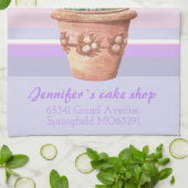 Romantische lavendel en naam op gestreept pastel b theedoek (Gevouwen)