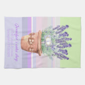 Romantische lavendel en naam op gestreept pastel b theedoek (Horizontaal)