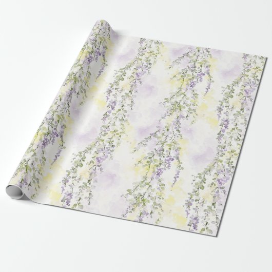 Romantische lavendel groene bloemen bruidssalon cadeaupapier (Uitgerold)