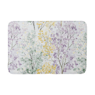 Romantische lavendel groene gele bloemen badmat