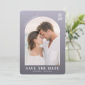 Romantische Lavendel Huidige Foto Save The Date (Staand voorkant)
