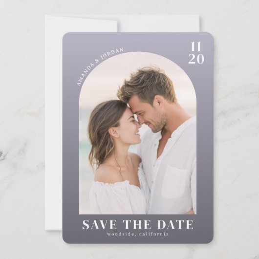 Romantische Lavendel Huidige Foto Save The Date (Voorkant)