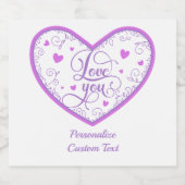 Romantische lavendel liefde personaliseren wijn ch sparkling wijnetiket (Enkel label)