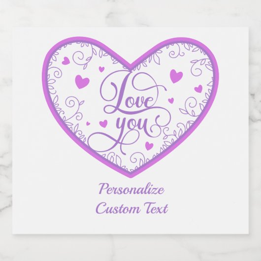 Romantische lavendel liefde personaliseren wijn ch sparkling wijnetiket (Enkel label)