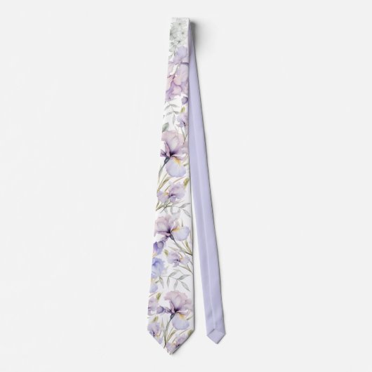 Romantische lavendel Paarse iris bloemenbruiloft Stropdas (Voorkant)