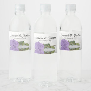 Romantische Lavendel Paarse Roos Elegante bruiloft Waterfles Etiket