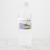 Romantische lavendel paarse roos elegante trouwdag waterfles etiket (Voorkant)