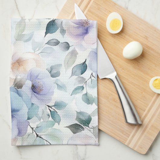 Romantische  Lavendel Paarse Witte Bloemen Theedoek (Quarter Fold)