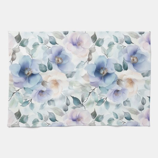 Romantische  Lavendel Paarse Witte Bloemen Theedoek (Horizontaal)